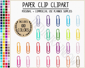 SALE 100 PAPER CLIP stickers paper clip clipart binder clipart rainbow paper clip icon school sticker pretty paper clip for planner graphics
