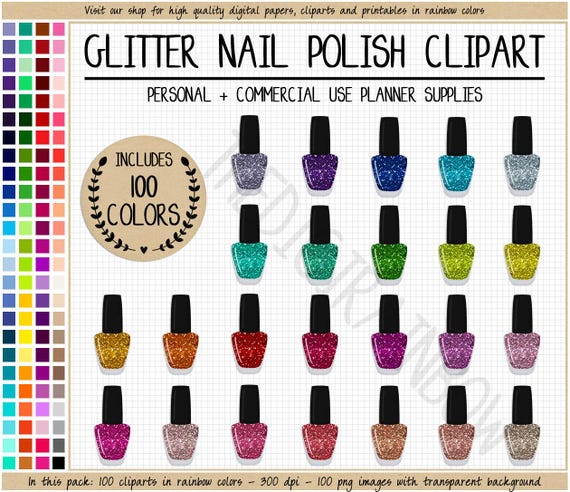 SALE 100 NAIL POLISH clipart glitter nail polish planner stickers makeup stickers rainbow cosmetics sticker makeup clipart beauty clipart