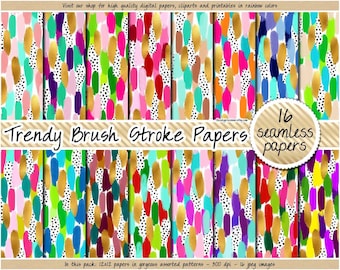 SEAMLESS brush strokes digital paper trendy paint streaks pattern bright preppy messy background gold dalmatian coquette sublimation design