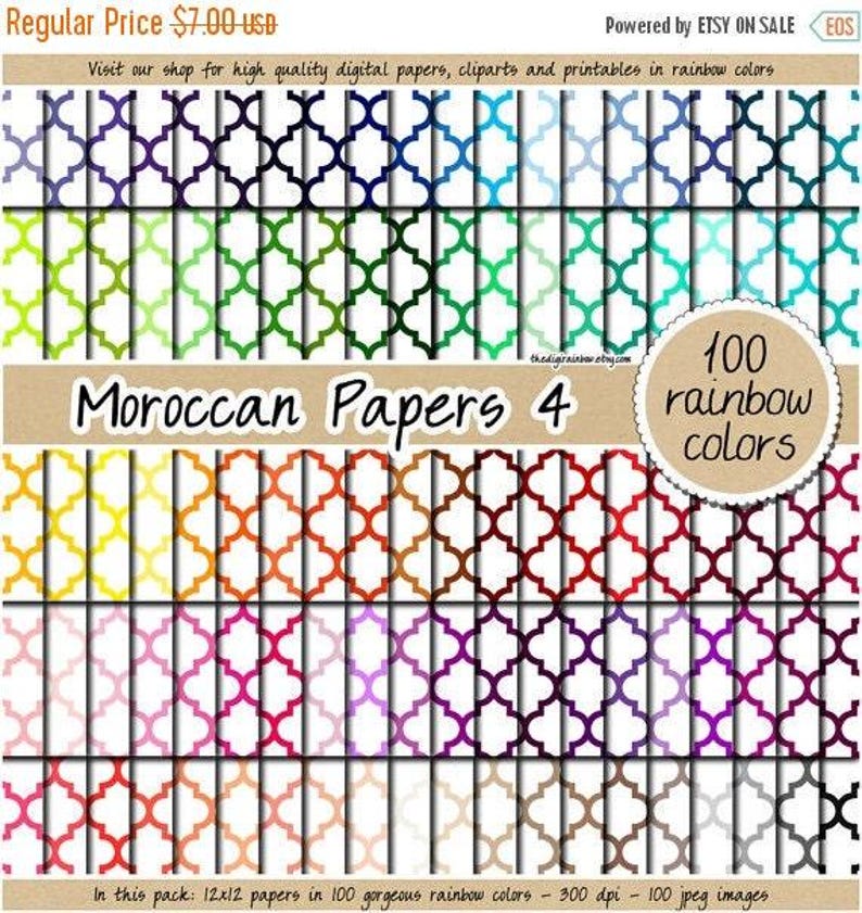 100 Moroccan Digital Paper Mosaic Digital Papers Rainbow Digital Paper ...