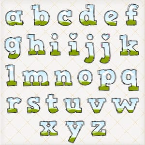 Editable Doodle Alphabet, Stitch CANVA Frames, Blank Doodle letters template, Drag and Drop font Uppercase lowercase numbers faux embroidery image 5