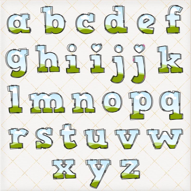 Editable Doodle Alphabet, Stitch CANVA Frames, Blank Doodle letters template, Drag and Drop font Uppercase lowercase numbers faux embroidery image 5