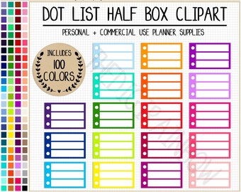 SALE 100 checklist half box clipart list half box planner sticker checklist sticker bright sticker Erin Condren half box sticker clipart