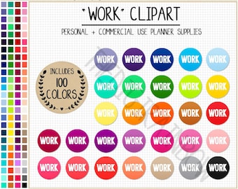 SALE 100 WORK digital sticker work planner school sticker study sticker printable Erin Condren rainbow clipart cute Goodnotes Commercial use