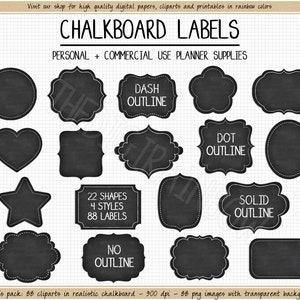 SALE Printable chalkboard labels outlined black label clipart printable chalkboard tags school labels pantry spice jar labels chalk board