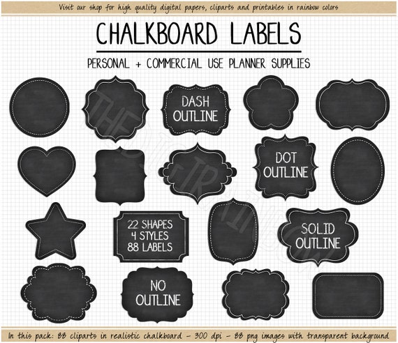 SALE Printable Chalkboard Labels Outlined Black Label Clipart