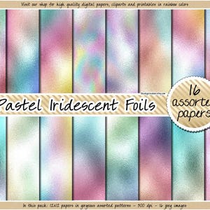 VERKOOP iriserende digitale papierfolie digitaal papier pastel metallic digitaal papier holo folie clipart zilver folie textuur holografische achtergrond