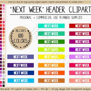 SALE 100 NEXT WEEK planner stickers week list sticker printable weekly planner sticker future goals weekly task week tracker planner clipart