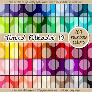 100 SEAMLESS tinted dot digital paper big polkadot pattern rainbow printable scrapbook large commercial clipart pastel neutral bright dark