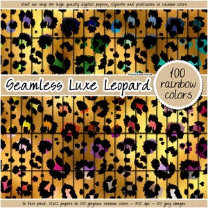 VENTE 100 imprimé léopard or papier numérique de luxe sans couture peau de guépard motif safari texture arc-en-ciel feuille fourrure animale impression pastel neutre