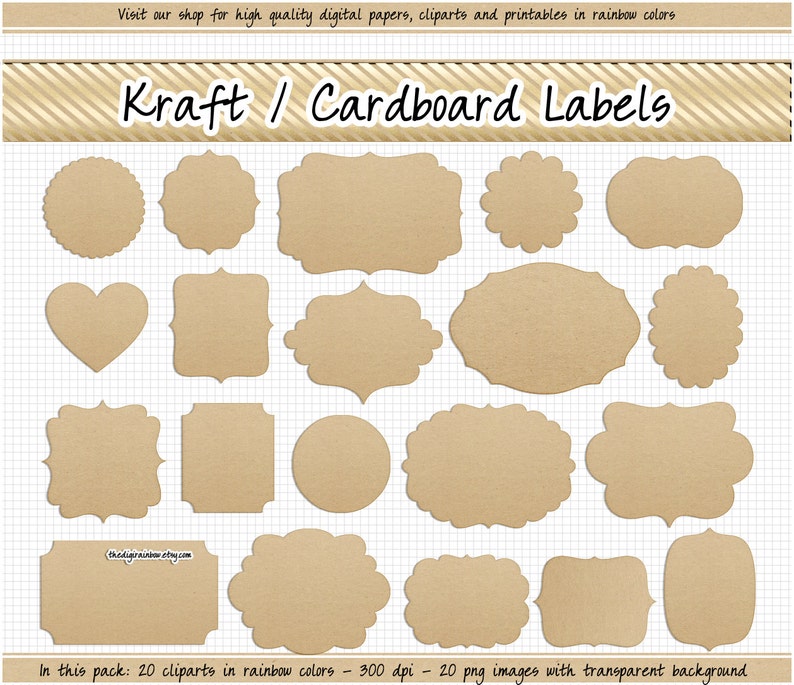sale kraft paper label clipart digital cardboard labels