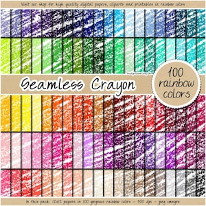 100 fogli di carta digitale stampabili con pastelli senza soluzione di continuità, scarabocchi, texture, motivo artistico per bambini, arcobaleno, disegnato a mano, copertina per diario d'artista, sfondo