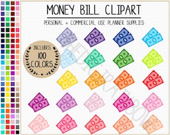 SALE 100 MONEY BILL clipart money clipart rainbow payday stickers  bank stickers finance planner budget stickers dollar sign dollar bills