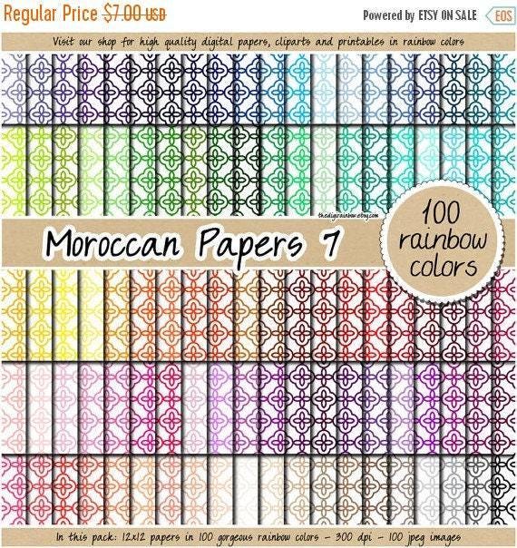 100 Moroccan Digital Paper Quatrefoil Digital Paper Rainbow Quatrefoil ...