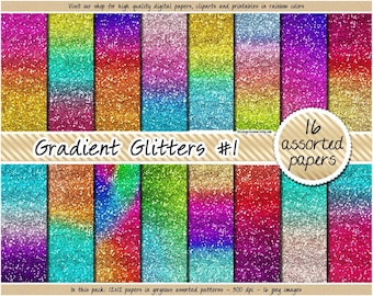 SALE Gradient glitter digital paper rainbow glitter digital paper ombre glitter paper metallic glitter background rose gold glitter silver