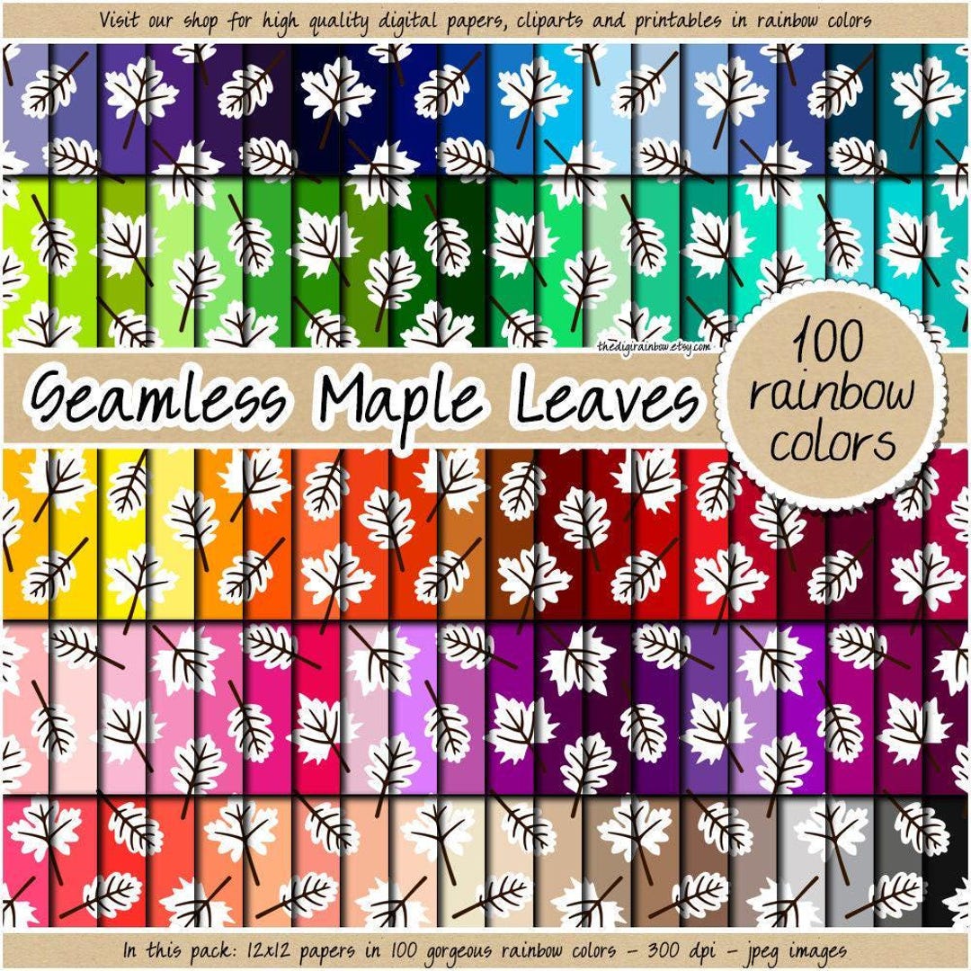 100 SEAMLESS Maple Leaf Digital Paper Fall Folliage Pattern Printable ...