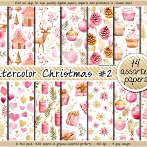Carta digitale natalizia SENZA CUCITURE, motivo effimero, oro rosa, Natale, pastello, stampabile, carta da regalo, album, sfondo, diario spazzatura