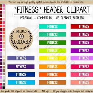 SALE 100 FITNESS planner sticker workout planner sticker weight loss printable stickers Erin Condren MAMBI Planner Commercial use cliparts