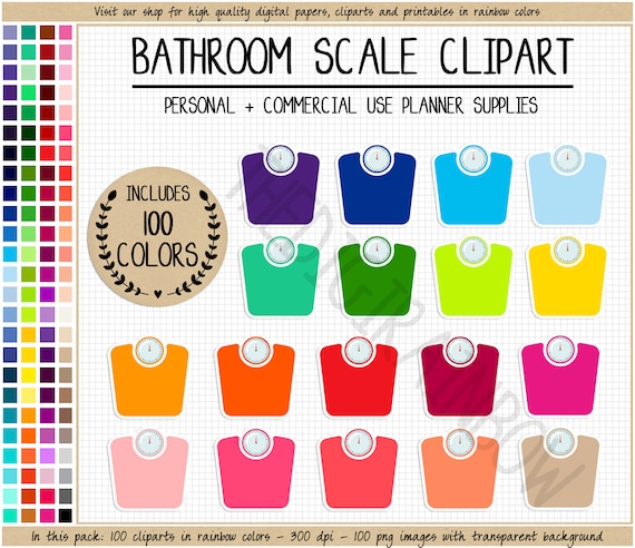 sale 100 bathroom scale clipart rainbow scale planner sticker etsy