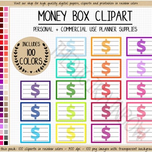 SALDI 100 FINANZE adesivo pianificatore digitale soldi spesa clipart risparmio tracker arcobaleno budget box Erin Condren Goodnotes Happy Planner
