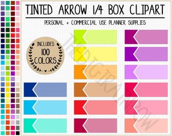 SALE 100 TINTED QUARTER box stickers blank quarter box planner sticker bright Erin Condren printable Happy Planner sticker rainbow clipart