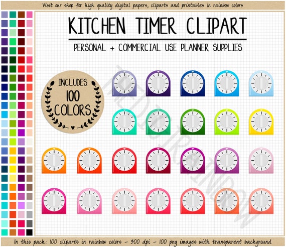 SALE 100 KITCHEN TIMER Clipart Kitchen Timer Sticker Kitchen Clipart  Utensils Stickers Kitchen Print Pretty Food Stickers Cooking Stickers 