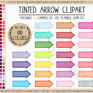 SALE 100 TINTED ARROW clipart work clipart functional printable school sticker Erin Condren Goodnotes Bullet journal rainbow planner sticker