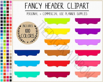 SALE 100 SCALLOP HEADER sticker decorative sticker scallop clipart rainbow header printable digital stickers commercial use planner sticker