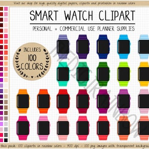 VENTA 100 RELOJ INTELIGENTE clipart rastreador de actividad física planificador pegatina reloj inteligente pegatina plan de dieta para bajar de peso rastreador de peso icono de reloj inteligente