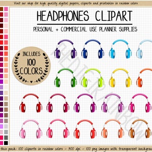 SALE 100 koptelefoon clipart regenboog koptelefoon stickers muziek stickers audioboek stickers muziek clipart kleurrijk podcast icoon ipod stickers