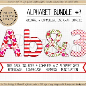Valentine's day Alphabet Heart Alphabet Letter clipart red alphabet heart sublimation design floral font love Faux Applique pink stripe font