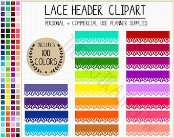 SALE 100 LACE HEADER stickers rainbow header printable header planner stickers decorative stickers Erin Condren Happy Planner Commercial use