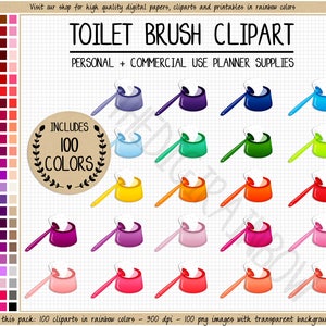 VERKOOP 100 TOILETBORSTEL clipart badkamer clipart huis klusjes clipart huis stickers schoonmaak planner stickers regenboog Erin Condren stickers