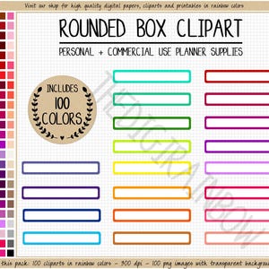 SALE 100 ROUNDED HEADER box stickers rainbow printable header digital planner stickers Erin Condren Happy Planner Goodnotes planner clipart