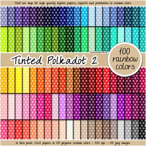 100 NAADLOZE getinte polka dot digitaal papier afdrukbare polkadot regenboog papier plakboek patroon gestippelde clipart 12 x 12 pastel neutraal helder