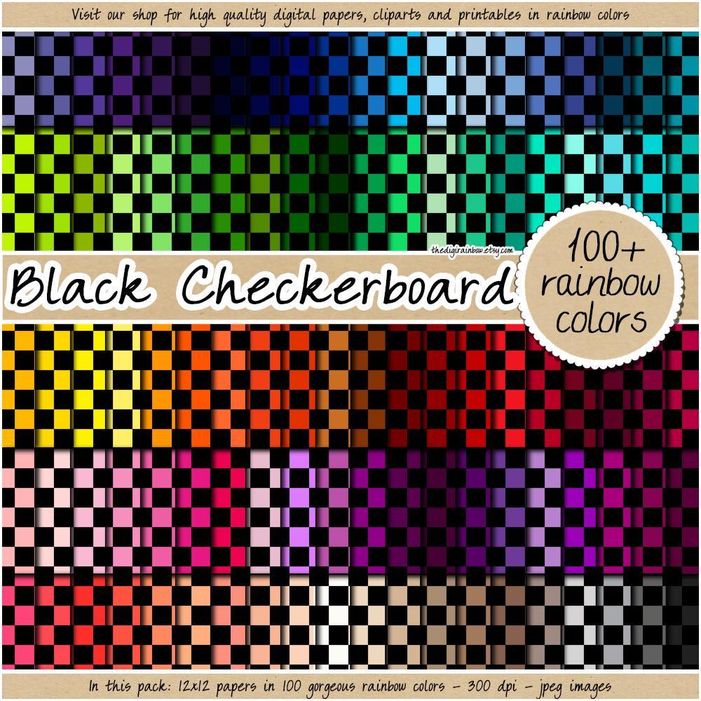 100 Seamless Black Checkerboard Digital Paper Checker Grid Sublimation ...