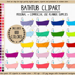100 BADKAR clipart badkarsklistermärken badkarsdusch clipart badrumsgrafik regnbågskalenderklistermärken babybadtid hygienikon rengöring
