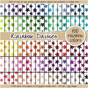 100 imagens digitais de margaridas com estampa floral contínua, padrão de primavera, flores coloridas, fundo bonito para scrapbook, 30x30 cm, tons pastel, neutros, brilhantes e escuros.