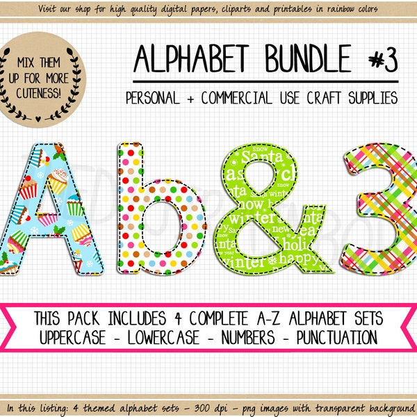 Christmas Alphabet plaid Alphabet Letters Cupcake clipart Lowercase Uppercase PNG Christmas sublimation design polkadot Faux Applique alpha