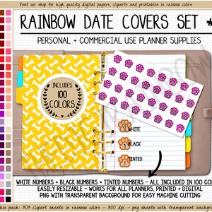 BUNDLE 300 Paw Date Cover stickers paw clipart printable date dot cover number stickers Goodnotes digital planner Hobonichi Bullet Journal