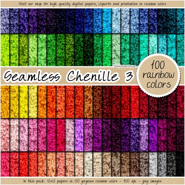 100 chenille digital paper realistic wool background seamless fabric texture pastel boucle yarn printable rainbow fuzzy fleece pattern paper