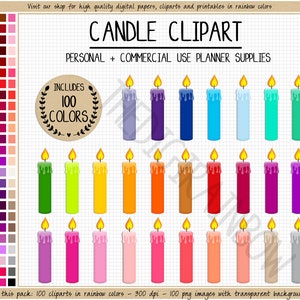 SALE 100 birthday candle clipart rainbow candle clipart birthday pattern digital scrapbooking birthday invitation neutral bright dark pastel