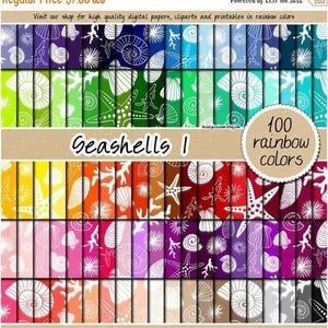 100 seashell digital paper beach digital paper sea nautical clipart mint coral paper pattern 12x12 natural pastel neutral bright dark