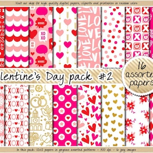 OFERTA Papel digital para San Valentín, clipart para San Valentín, fondo para San Valentín, tarjeta romántica, xoxo, rosa, oso, amor, corazón, planificador, pegatina