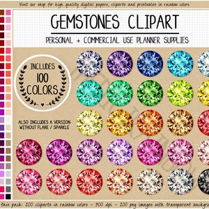 VENTA 100 DIAMANTES clipart pegatinas de diamantes arcoíris gemas clipart pegatinas glam planificador pegatinas de boda pastel joyería maqueta amatista