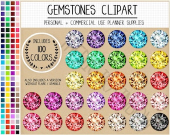 SALE 100 DIAMOND clipart diamond stickers rainbow gemstone clipart glam planner stickers wedding stickers pastel jewelry mock up amethyst