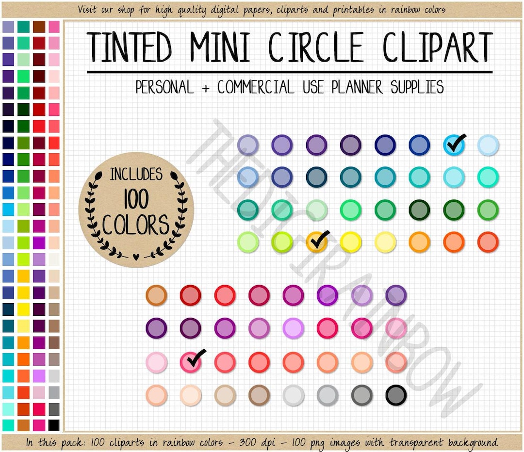 SALE 100 Single Checkbox Sticker Round Checklist Clipart Rainbow Check ...