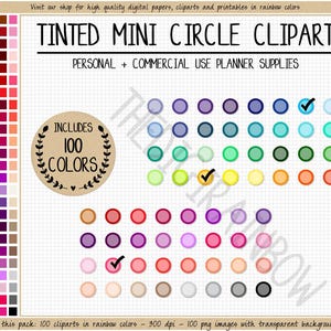 VENTE 100 case à cocher unique autocollant rond liste de contrôle clipart arc-en-ciel case à cocher numérique agenda autocollant Erin Condren Goodnotes Happy Planner