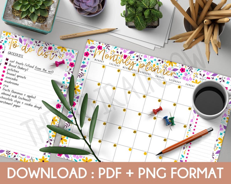 SALE Pastel Floral Weekly Desk Planner Printable Organizer Flower ...