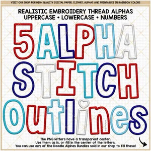 4th of July Faux Embroidery PNG Alphabet Outline, Patriotic alpha bundle, Blank letter frames, USA stitch patch font PNG sublimation design
